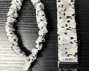 Black and white dice pattern scrunchie keychain wristlet