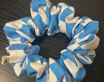 Blue and white checkered hair scrunchie