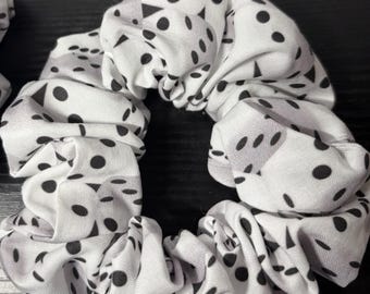 Black and White dice pattern hair scrunchie