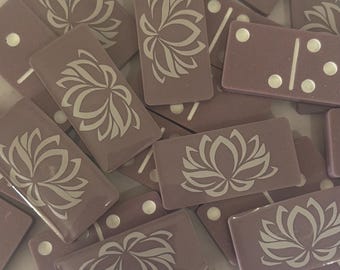 Purple and white lotus flower handmade resin Dominoes