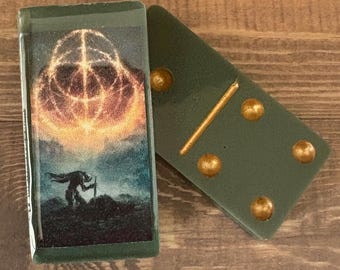 Dark green handmade Elden Ring resin Dominoes.