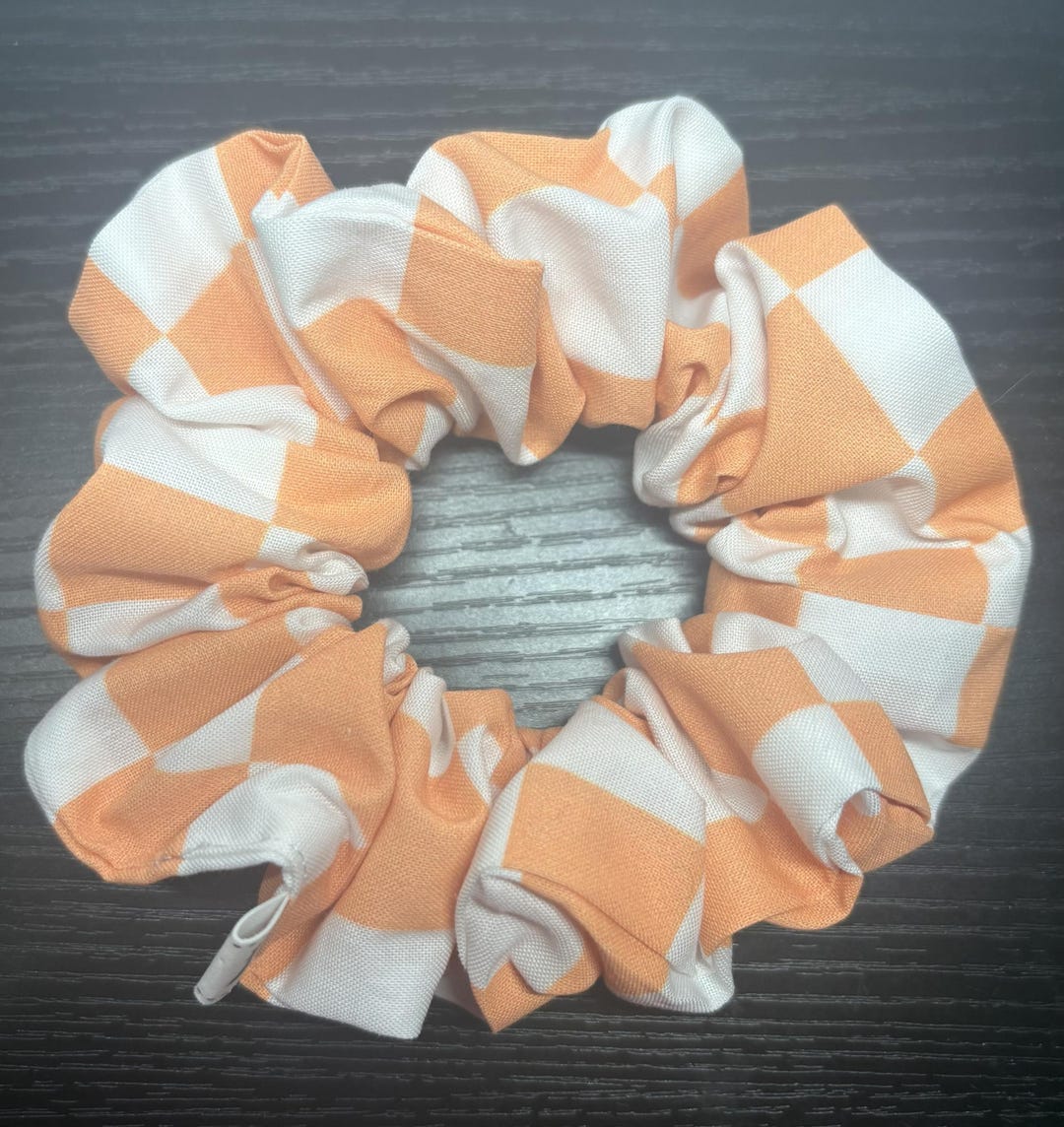 Orange and White Checkered Hair Scrunchie - Etsy