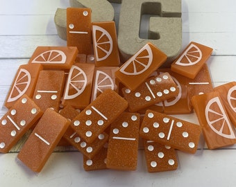 Orange and white hand-made resin Dominoes
