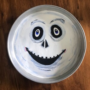 Vintage handbemalte Pie/Kuchenform, primitiv, Halloween, Geist-Dekoration, gruseliger Halloween-Geist