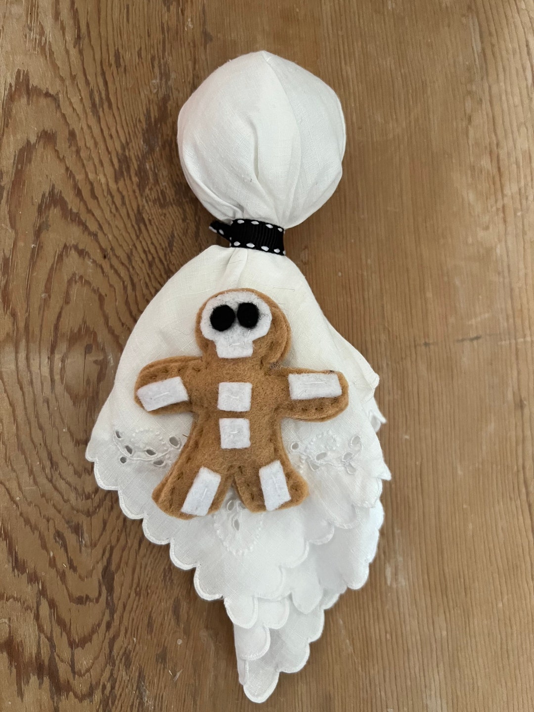 Vintage Linen Hanging Ghost, Christmas, Gingerbread Skeleton, Fabric ...