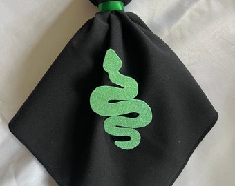 Vintage Black Linen Hanging Ghost, Green Glitter Snake, Springoween, Fabric Ghost Decoration, Spooky Halloween Spirit, Reputation, Slytherin