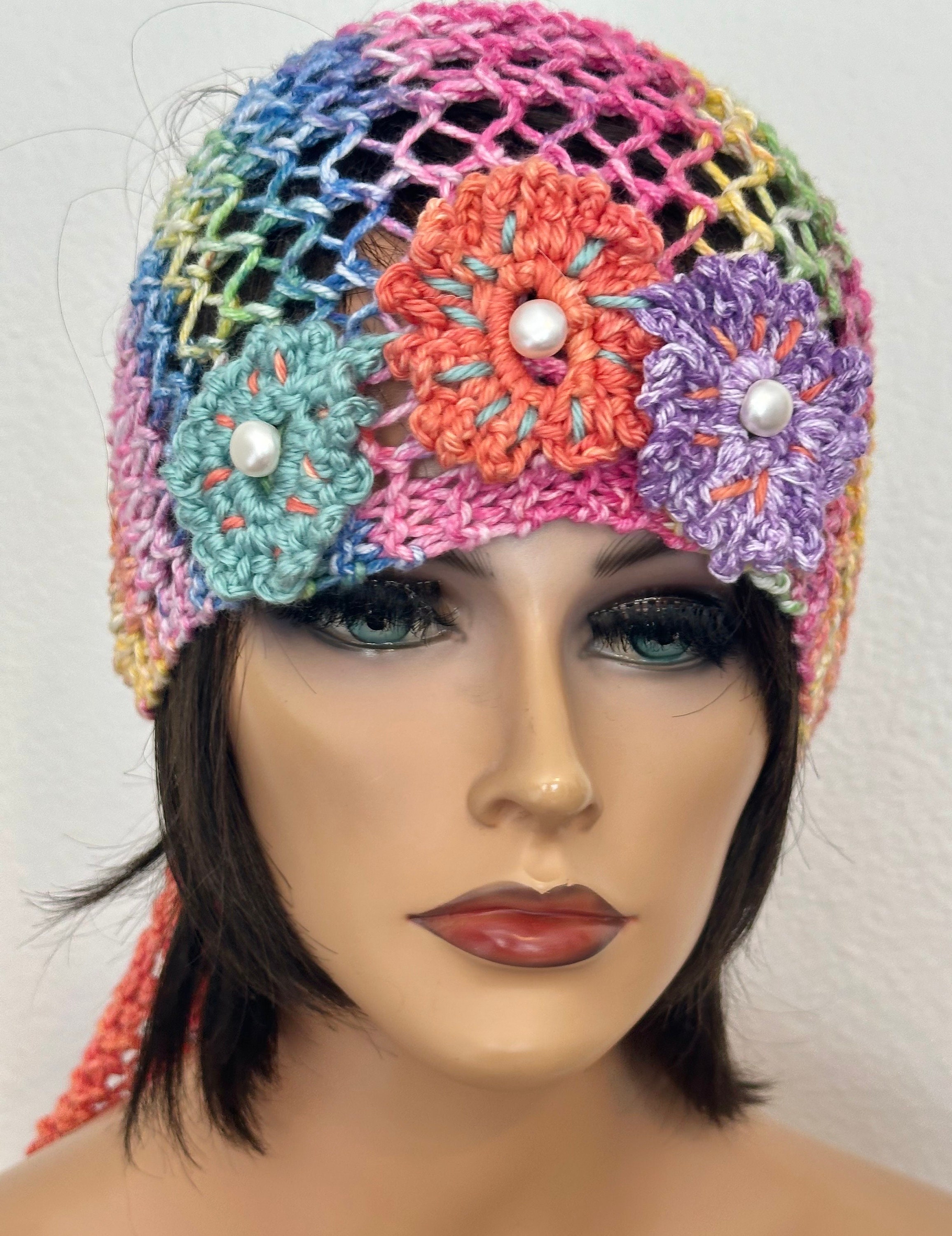 Hand Knits 2 Love Headband Bandana Headwrap Cotton Ombre Tangerine Designer Lace Hand Knits 2 Love Headband Bandana Headwrap Lace Ombré  main image 2