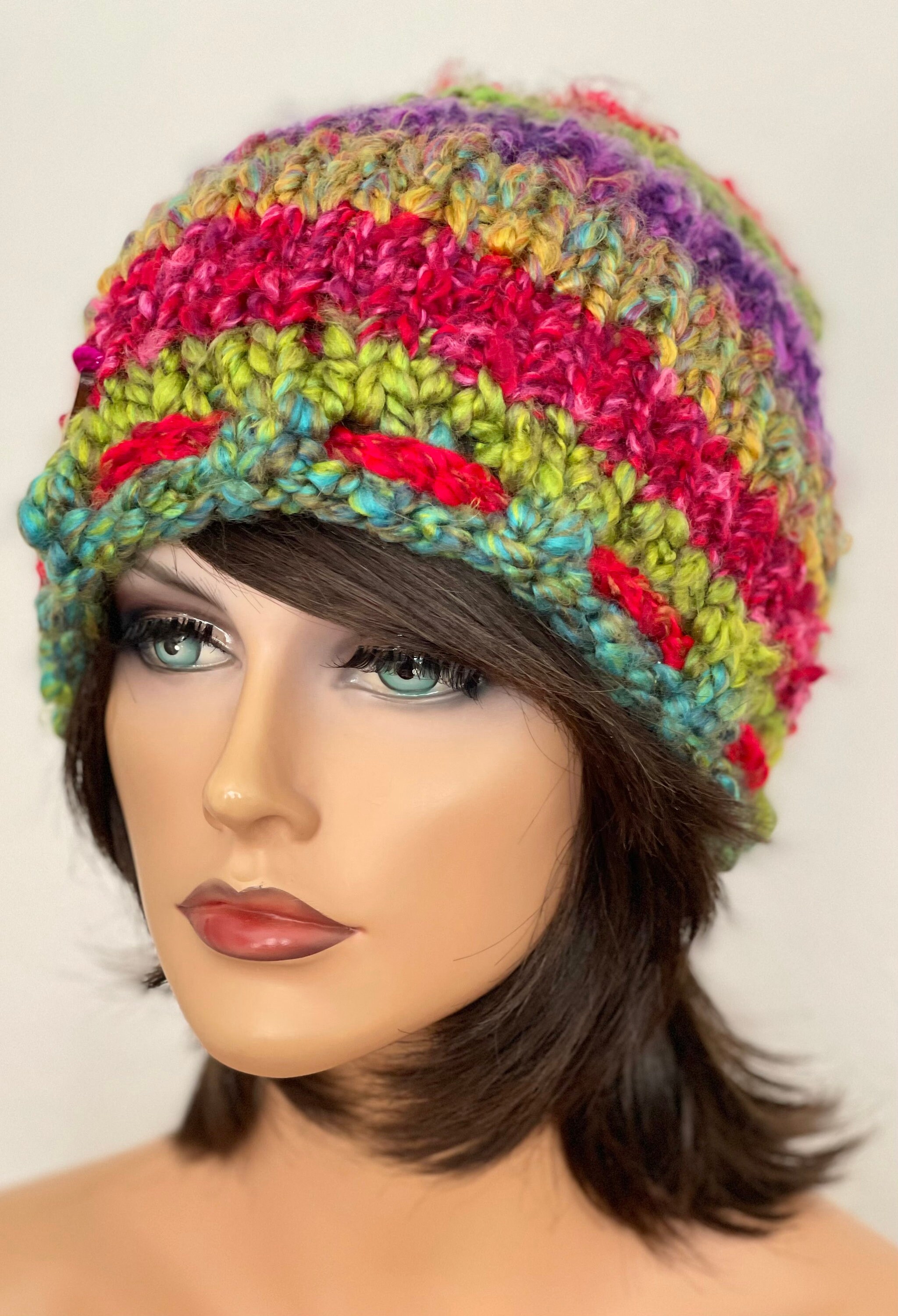 Hand Knits 2 Love Beanie Hat Cap Boucle Multicolors Tassel  display picture 3