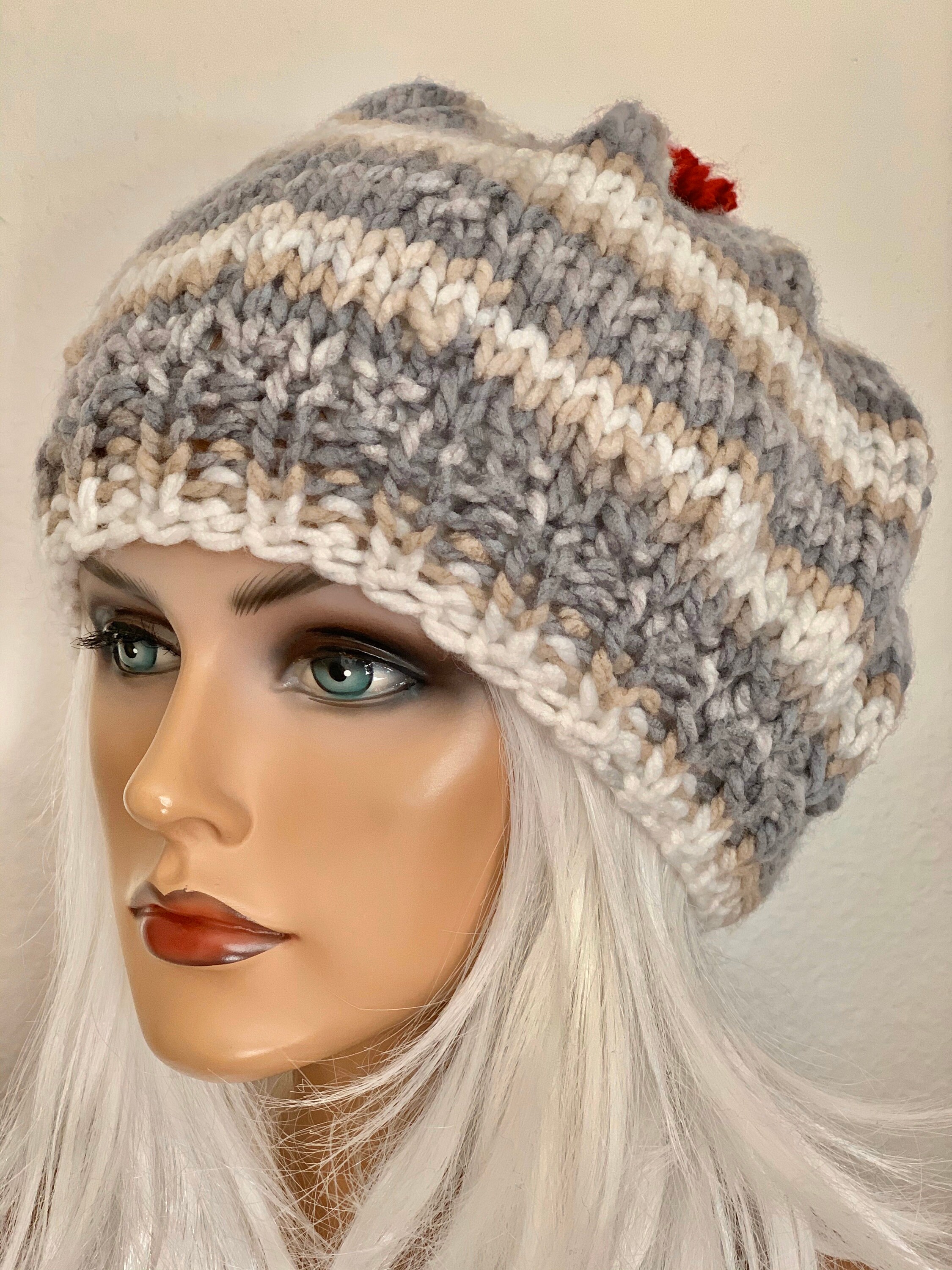Hand Knits 2 Love Beanie Hat Slouch Cap Heart Designer 