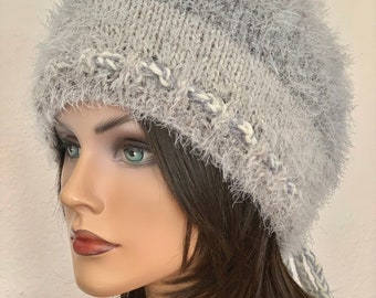 Hand Knits 2 Love Beanie Hat Cap Silver Beads Adjustable Fit  display picture 1