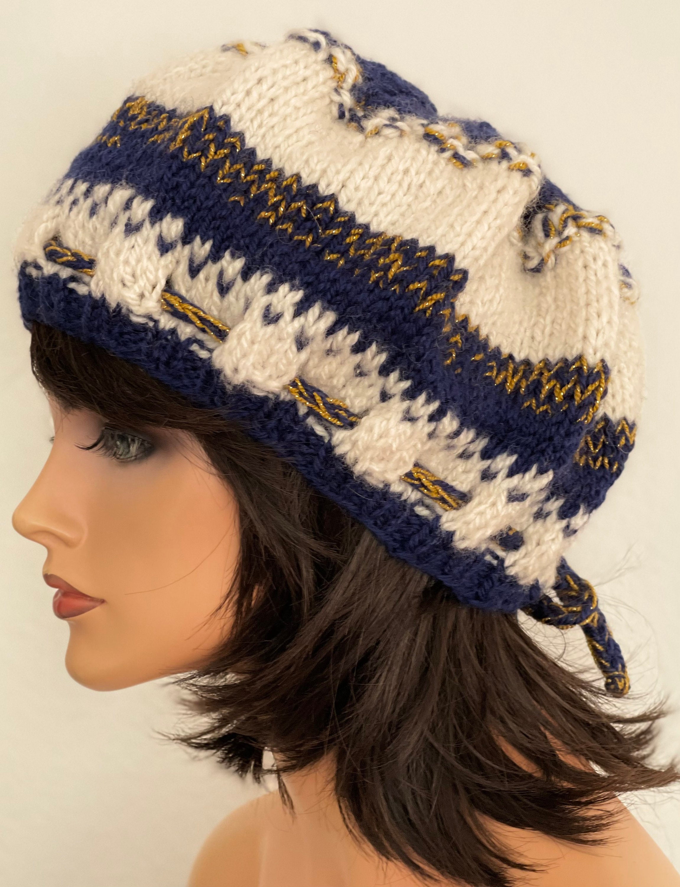 Hand Knits 2 Love Slouch Beanie Hat Cap Adjustable Fit  display picture 2