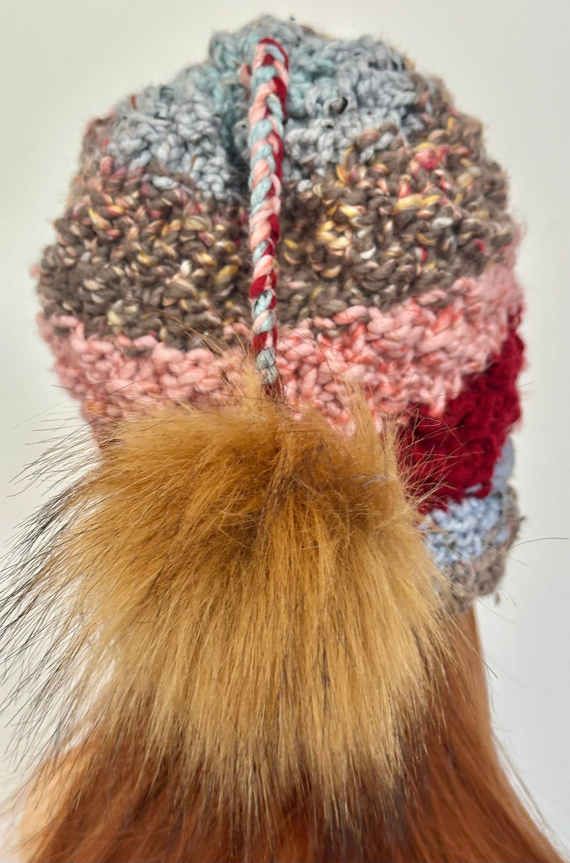 Hand Knits  2 Love Slouch Beanie Hat Faux Fur Pom Pom Semi Chunky Designer Hip Hand Knits 2 Love Slouch Beanie Hat Cap Faux Fur Pom Pom  main image 4