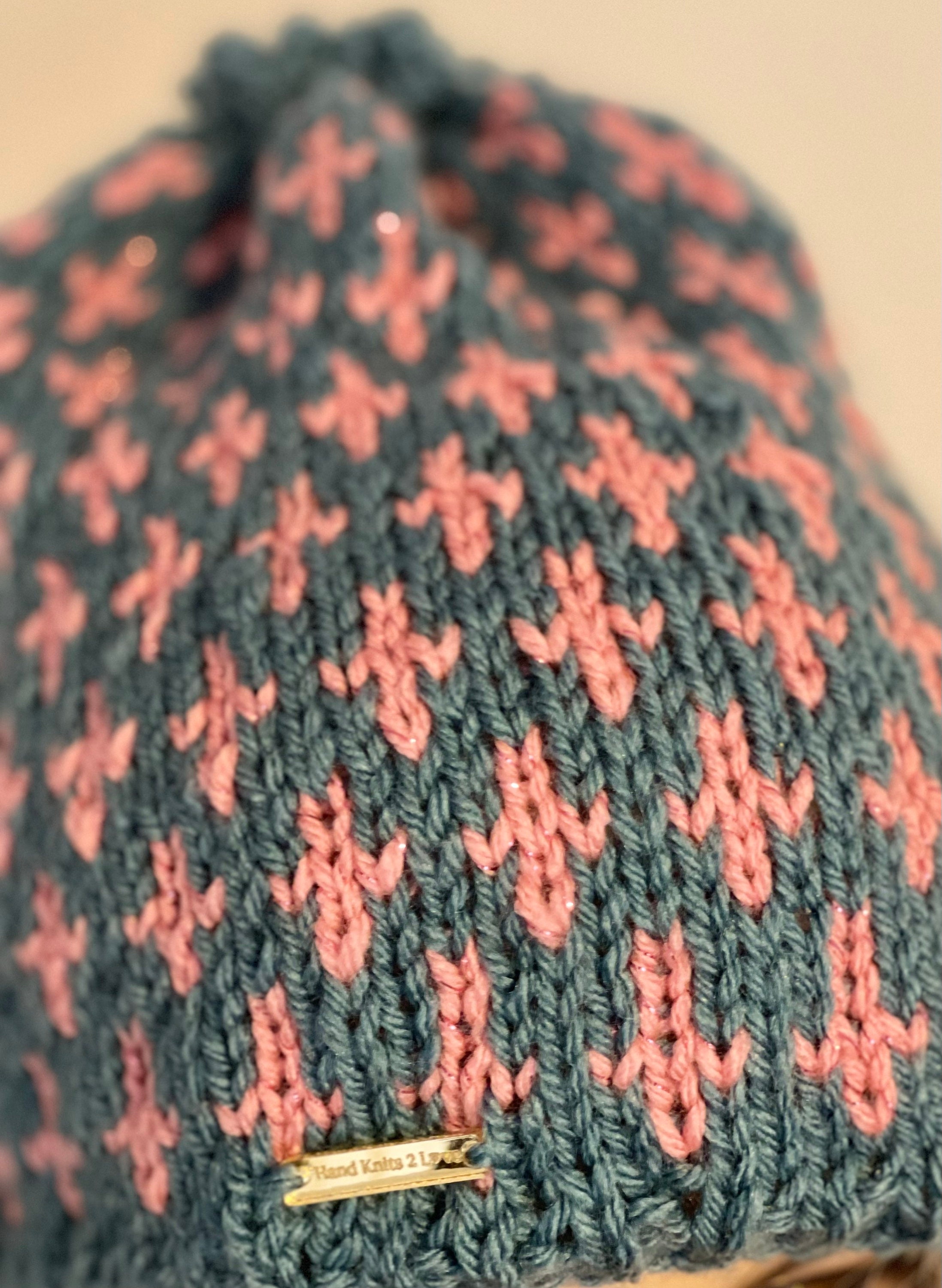 Hand Knits 2 Love Beanie Hat Cap Slouch Fair-isle Designer 