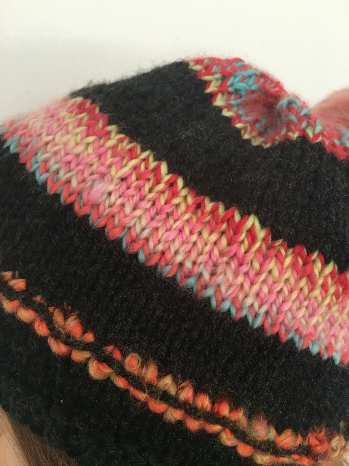Hand Knits 2 Love Slouch Beanie Hat Adjustable Fit Faux Fur Pom Pom Designer Hand Knits 2 Love Beanie Hat Slouch Designer Fashion Faux  main image 4