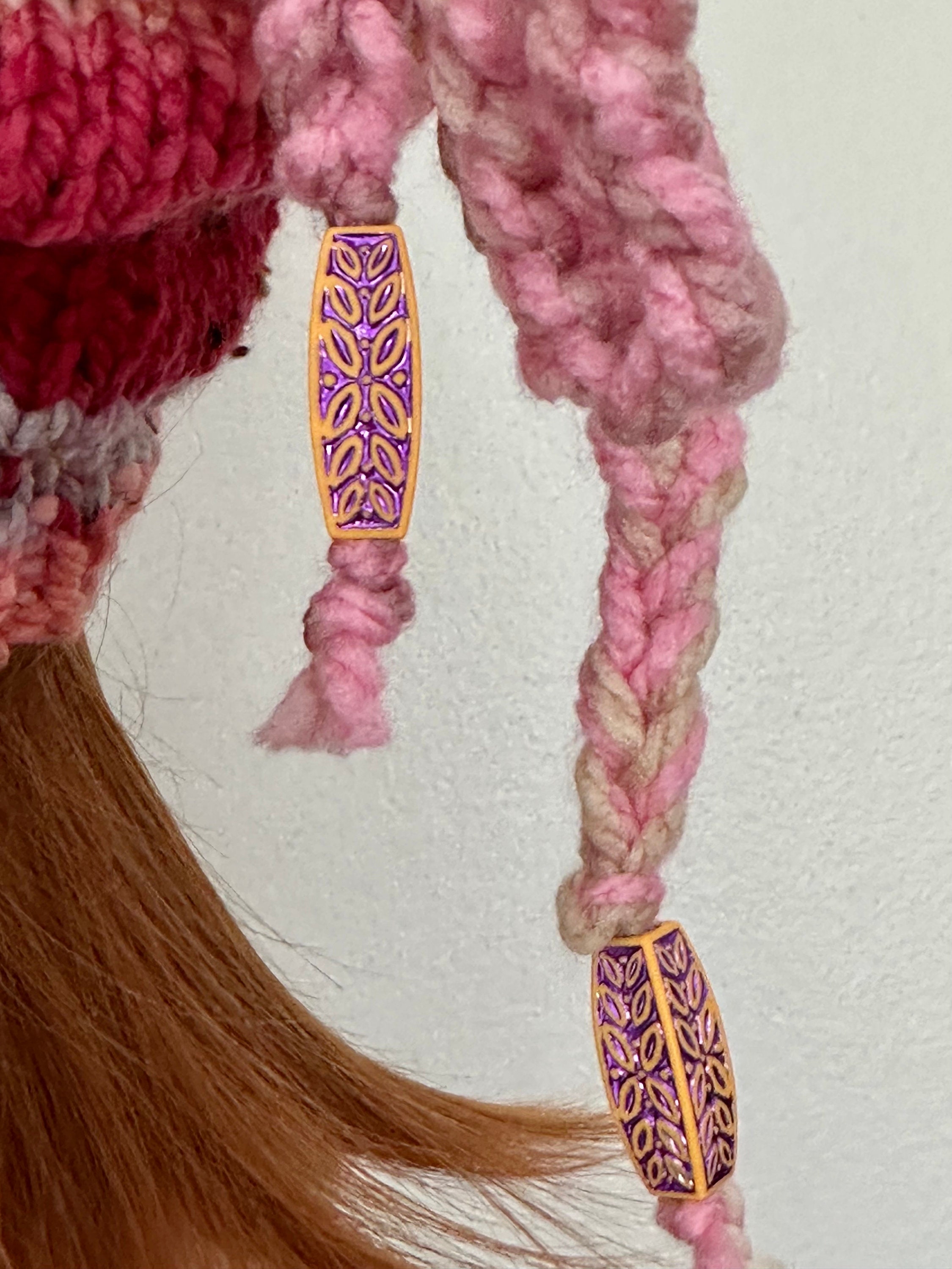 Hand Knits 2 Love Slouch Beanie Hat Cap Ombré Tweed Pink Beads Designer Warm Hip Hand Knits 2 Love Slouch Hat Cap Beanie Ombré Tweed Braid  main image 2