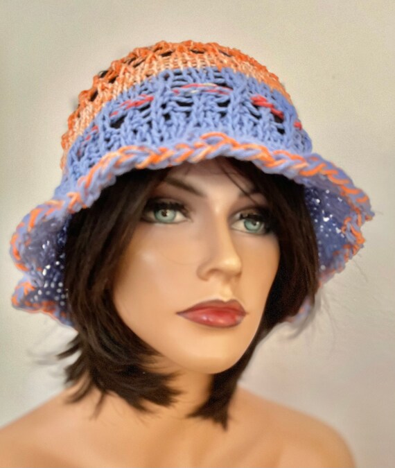Hand Knits 2 Love Brim Hat Beanie Decorative Beads Designer Adjustable Fit Style Hand Knits 2 Love Cotton Brim Hat Cap Adjustable Fit Tie  main image 3