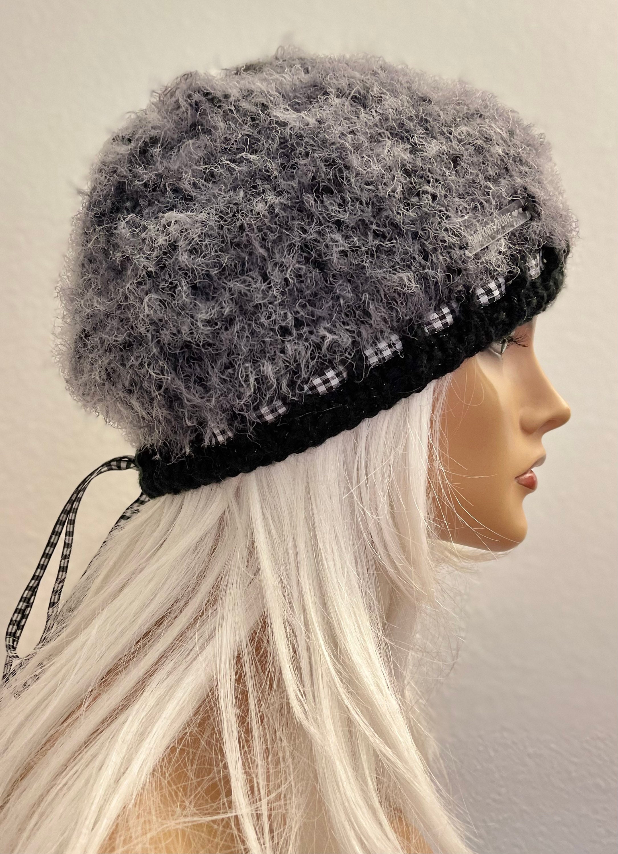 Hand Knits 2 Love Slouch Hat Cap Beanie Adjustable Fit Designer Mohair Look Chic Hand Knits 2 Love Slouch Beanie Hat Cap Adjustable Fit  main image 3