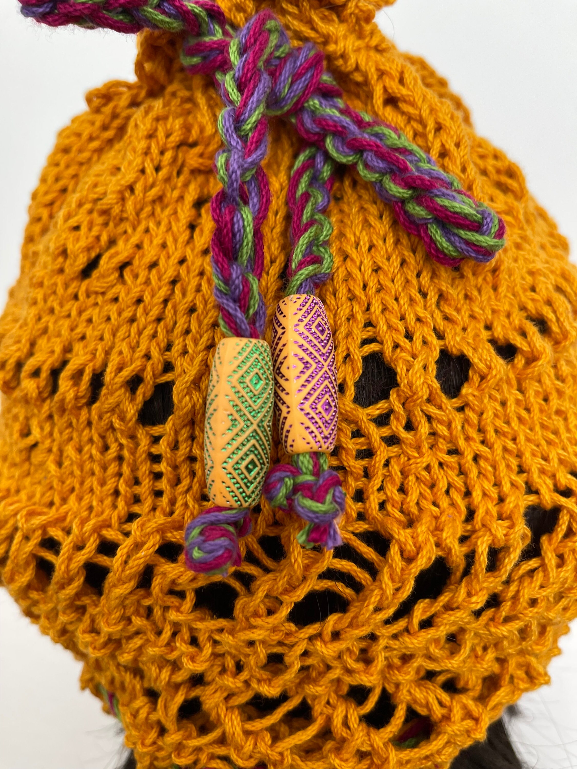 Hand Knits 2 Love Cotton Slouch Hat Bubbles Buds Lace Bead Designer Hip Boho Hip Hand Knits 2 Love Cotton Slouch Hat Bandana Headwrap  main image 2