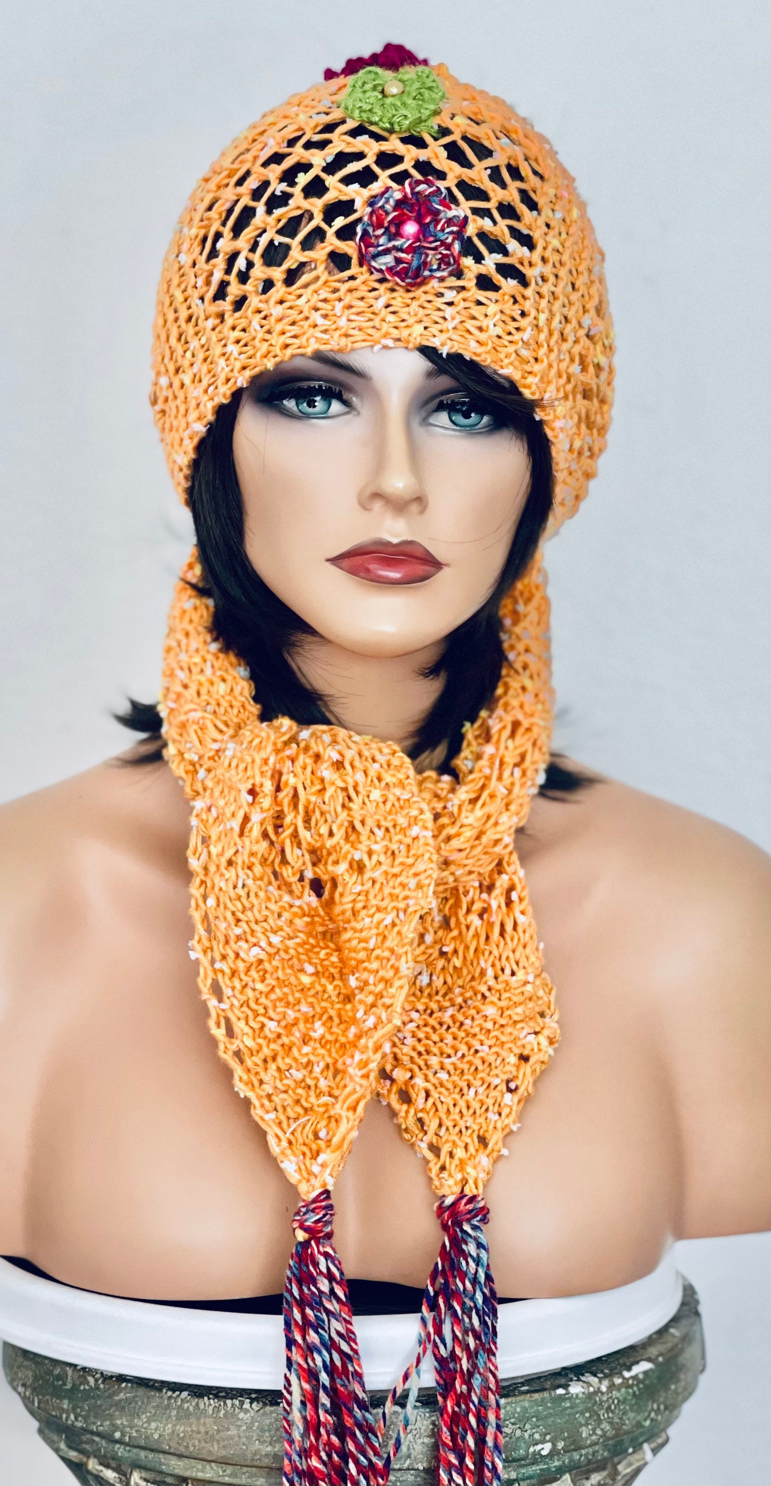Hand Knits 2 Love Bandana Scarf Headband  Head-wrap Daisy Beads Valentines Day Hand Knits 2 Love Cotton Bandana Scarf Headband Headwrap  main image 2