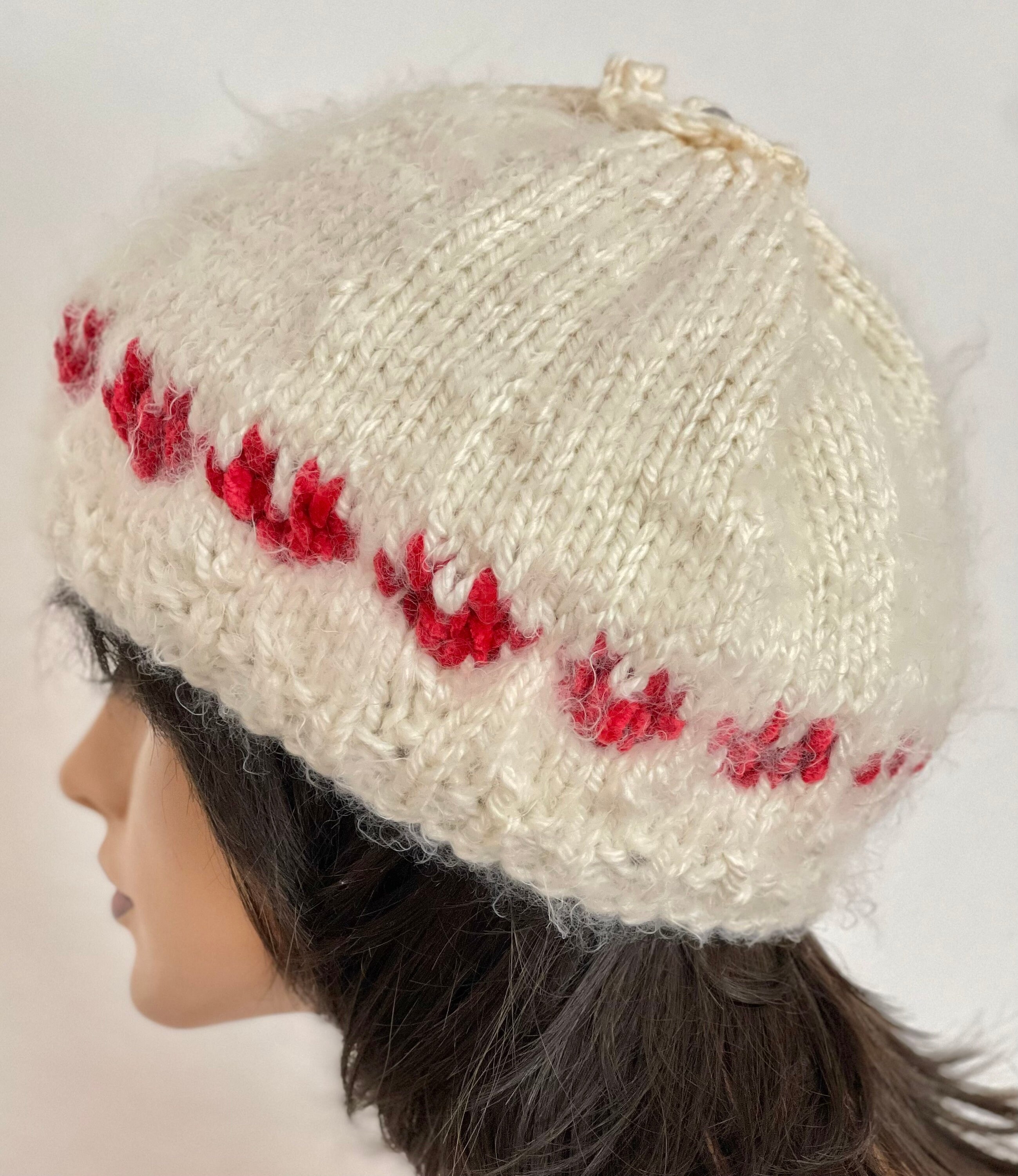 Hand Knits 2 Love Beanie Slouch Hat Hearts Tassel Designer Fairisle Valentines Spread the Love Hat – Valentine main image 4
