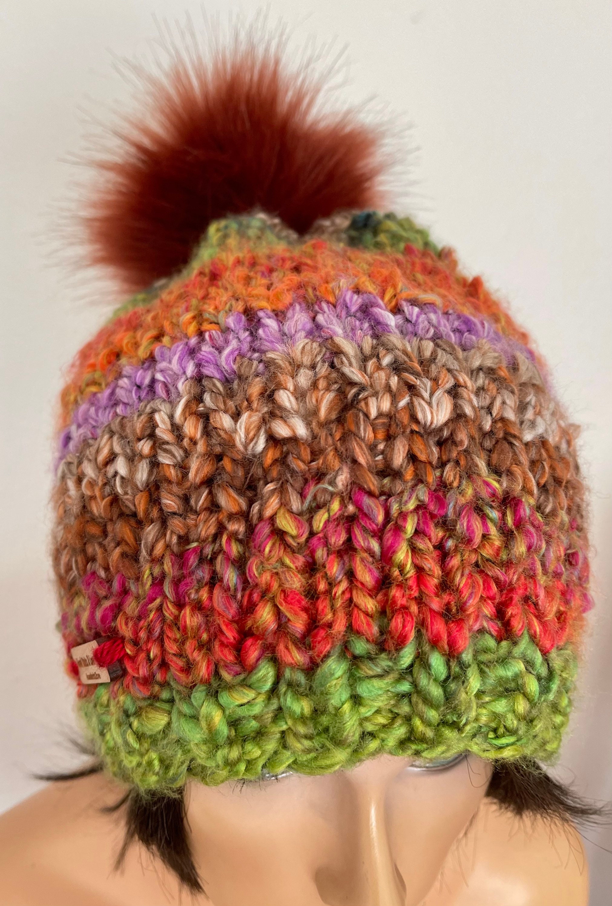 Hand Knits 2 Love Beanie Hat Cap Boucle Chunky Faux Fur Pom Pom Designer Origina Classics Pom Beanie – Love Your Melon main image 4