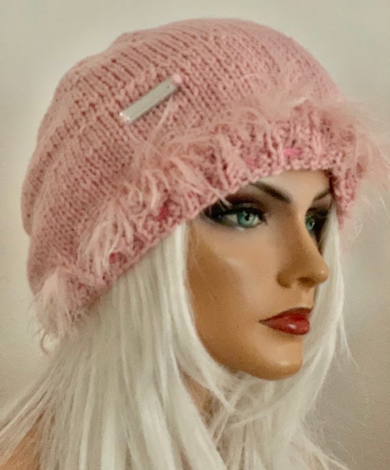 Hand Knits 2 Love Slouch Beanie Hat Flower Adjustable Fit Designer Christmas Hand Knits 2 Love Slouch Beanie Hat Cap Flowers Tie Designer  main image 3