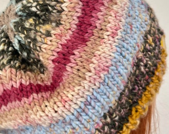 Hand Knits 2 Love Slouch Beanie Hat Cap Semi Chunky 