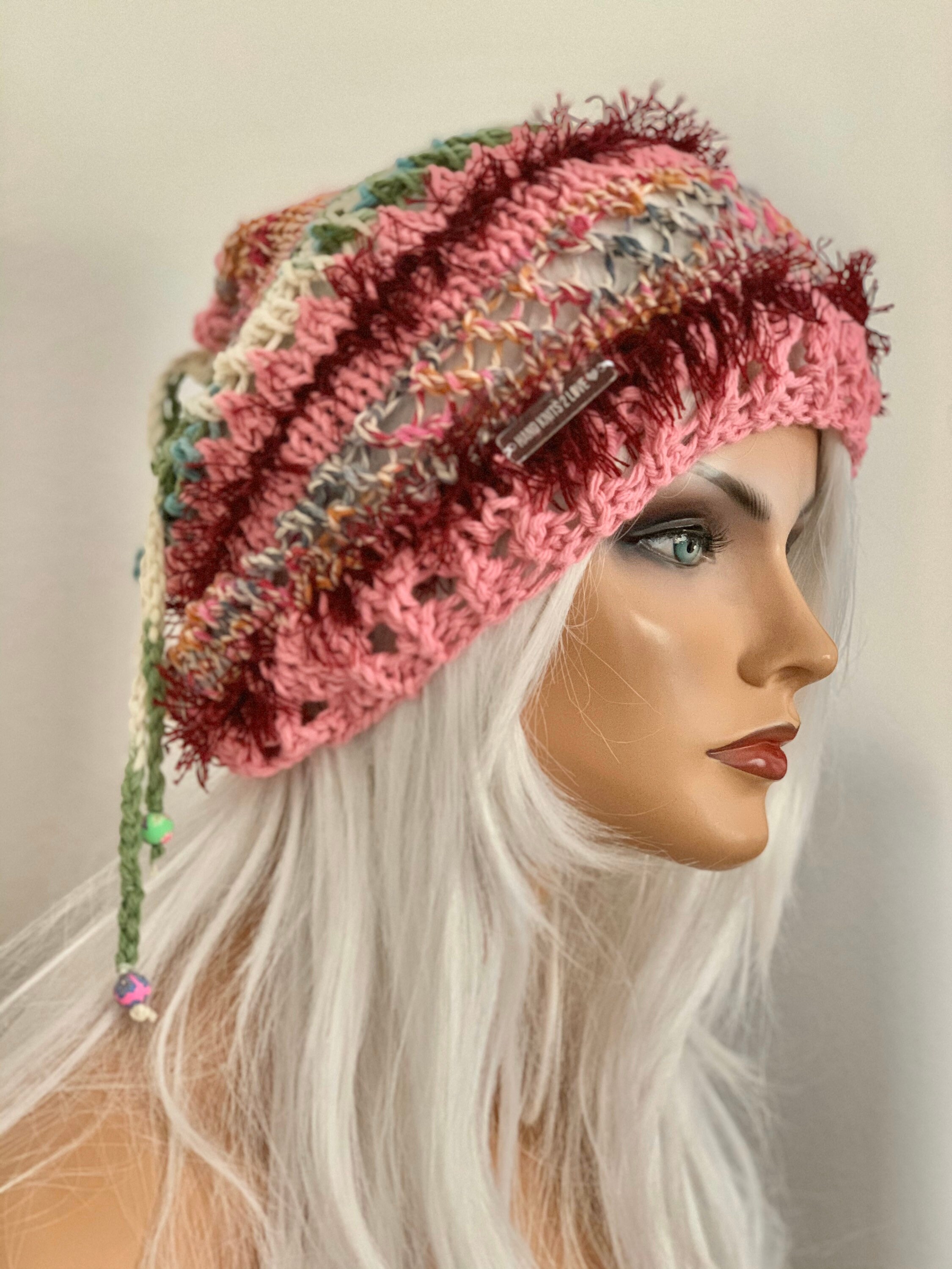 Hand Knits 2 Love Cotton Lace Slouch Hat Beanie Beret Hair  display picture 1