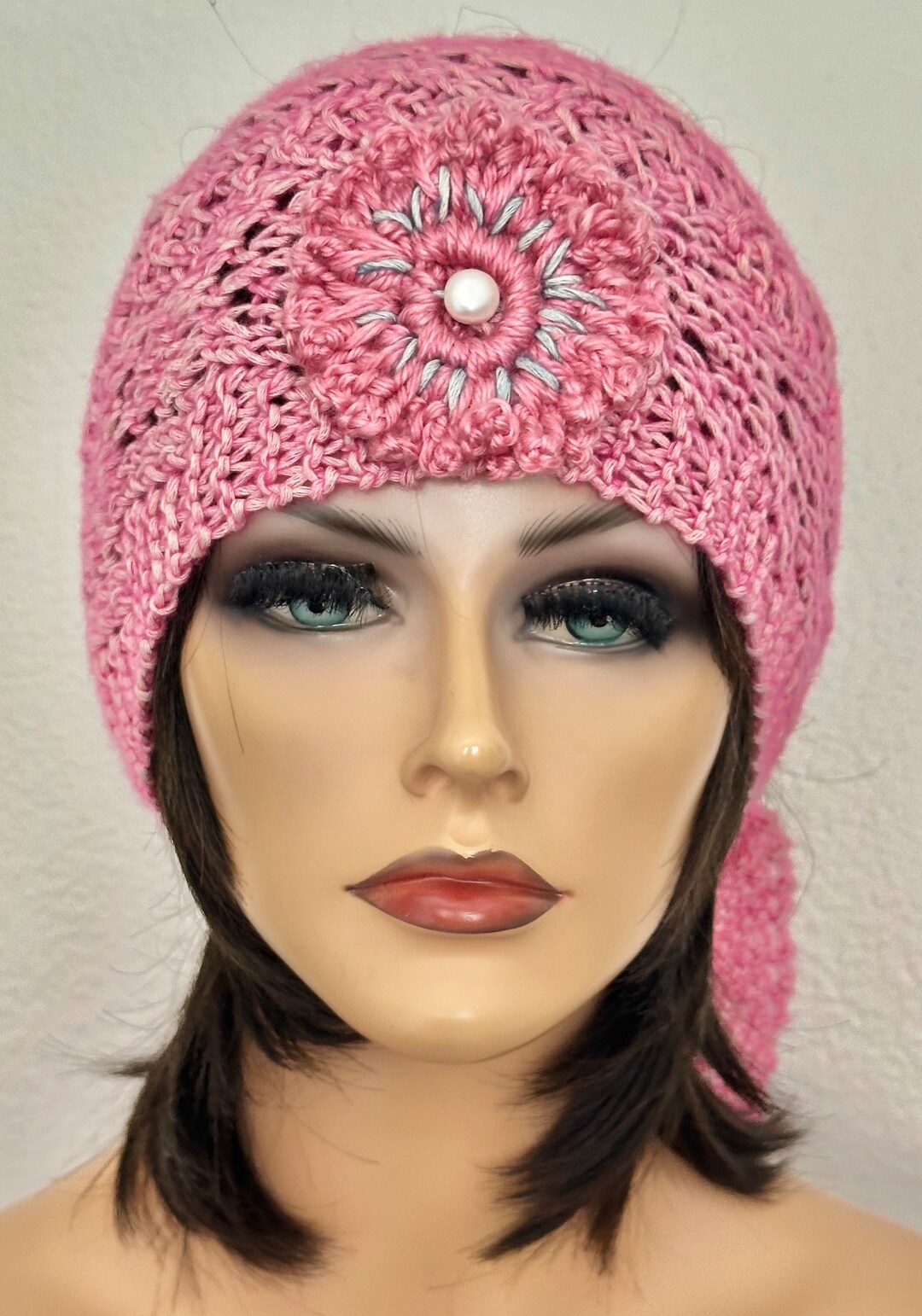 Hand Knits 2 Love Cotton Bandana Headwrap Headband Scarf Headscarf Flowers Beads Hand Knits 2 Love Cotton Bandana Headscarf Scarf Cap Cowl  main image 2