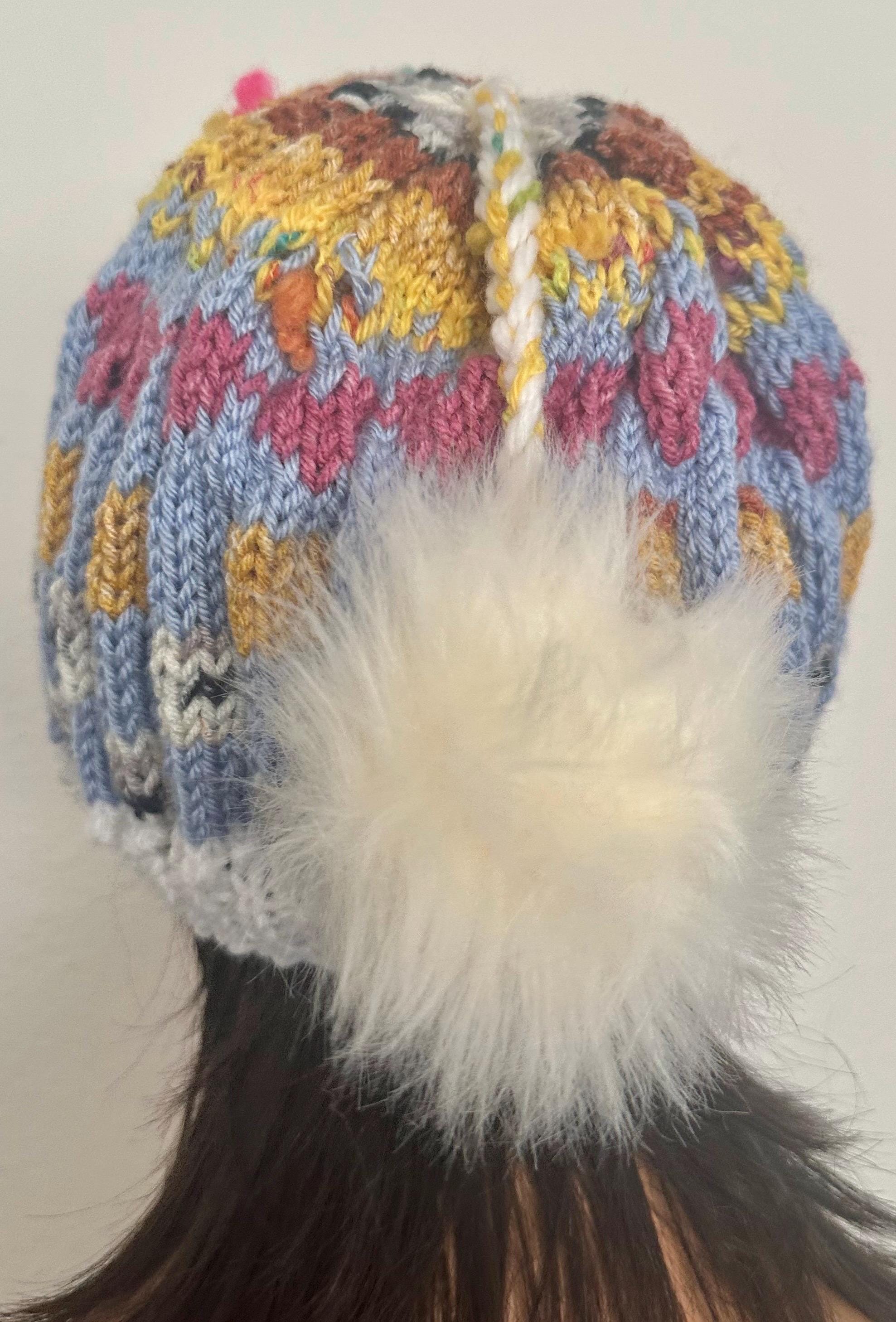Hand Knits 2 Love Slouch Beanie Hat Tam Fair-isle Hearts  display picture 3