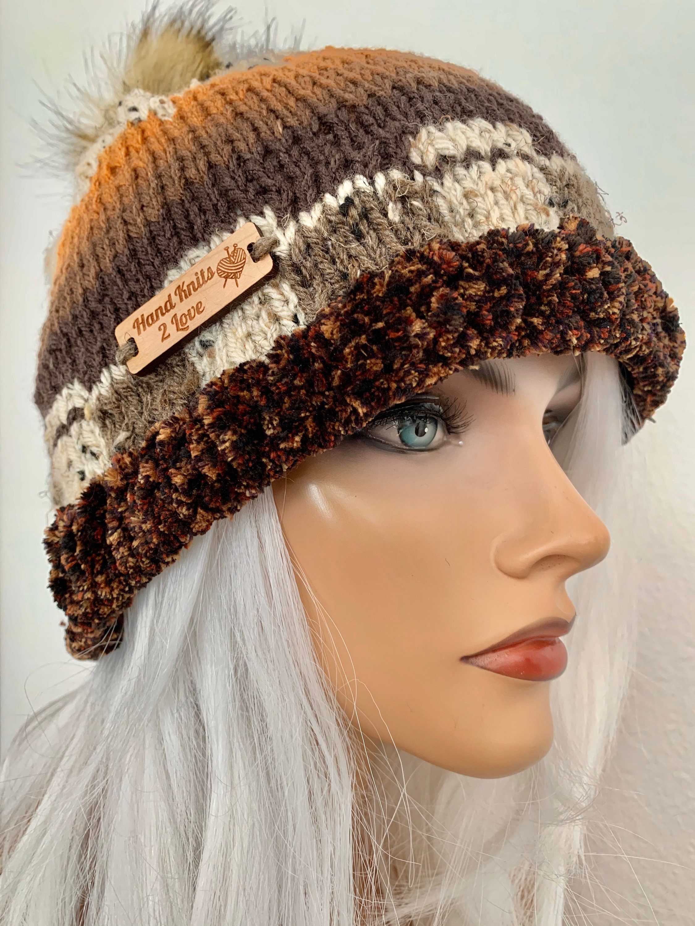 Hand Knits 2 Love Slouch Beanie Hat Tassel Hearts Designer Fashion Boho Chic Hip Twisted Love Heart Cable Knit Hat Pattern (PDF Download  main image 2