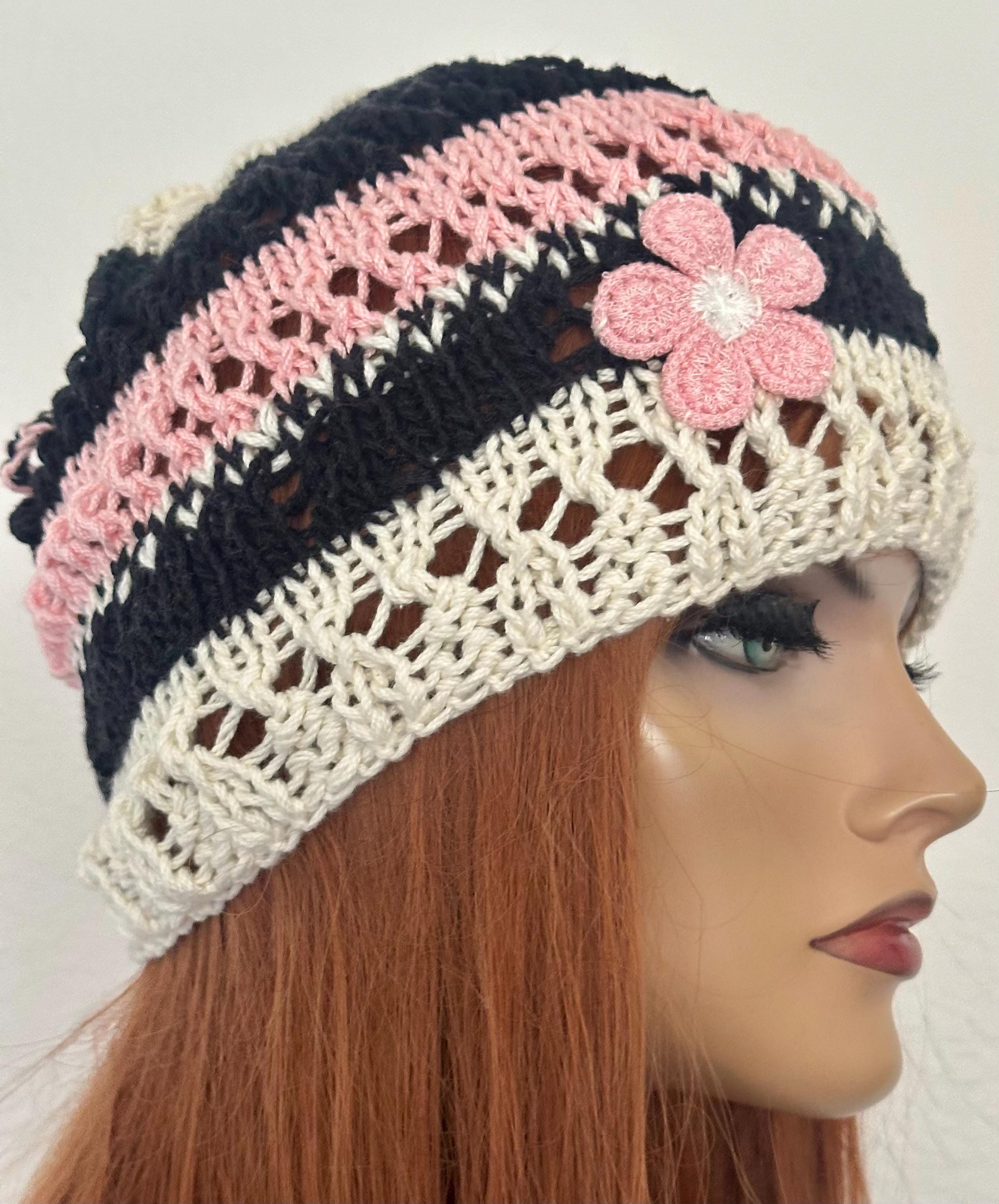 Hand Knits 2 Love Slouch Beanie Cap Beret Floral Hand Knits 2 Love Slouch Beanie Hat Cap Flowers Beads Tassel  main image 2