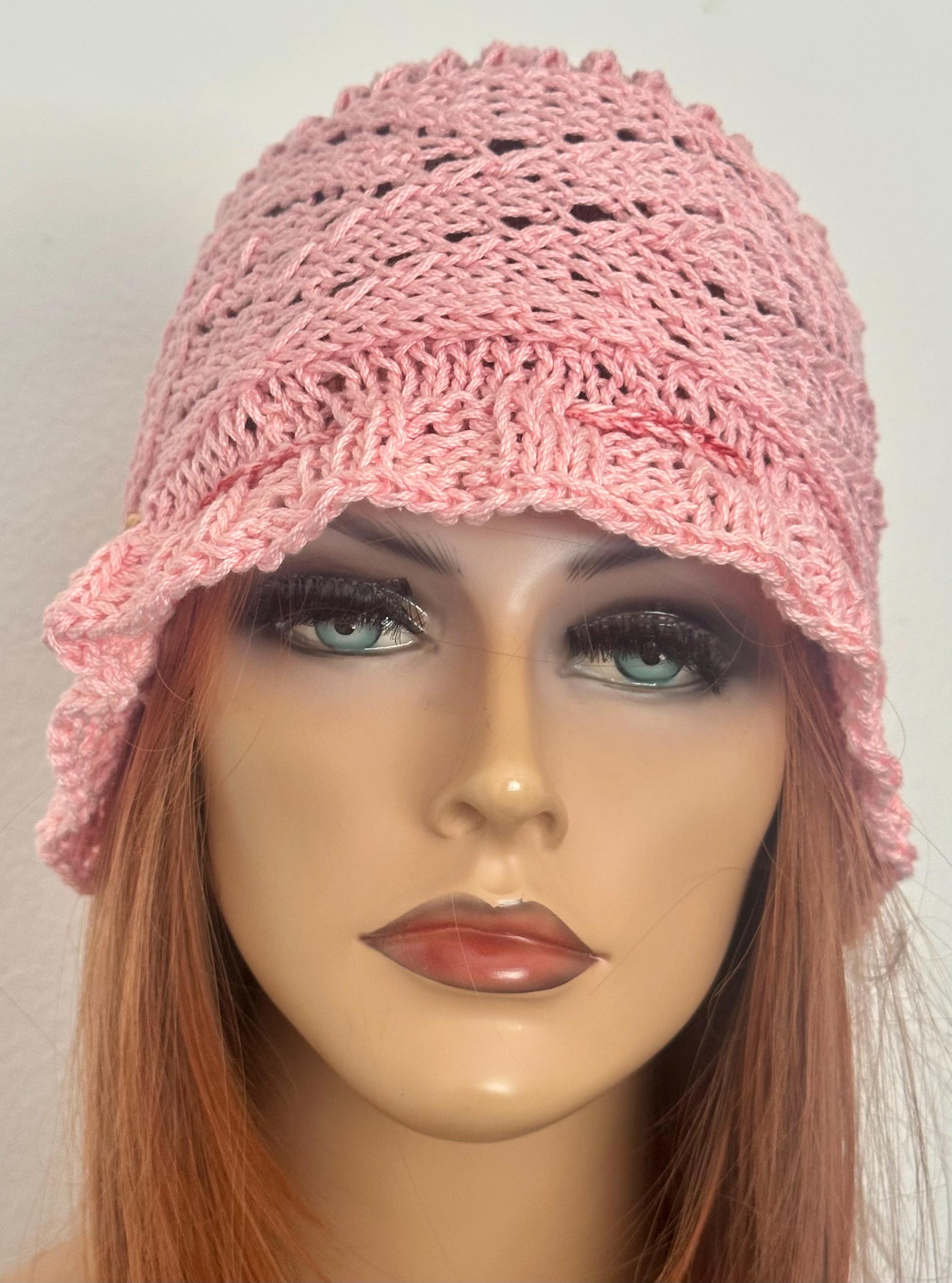 Hand Knits 2 Love Cotton Brim Hat Flower Lace Bead Designer  display picture 2