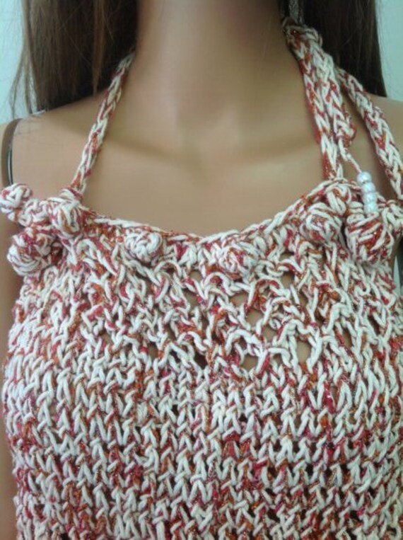 Hand Knit Halter Designer Fashion Spring Summer Beach Resort | Etsy