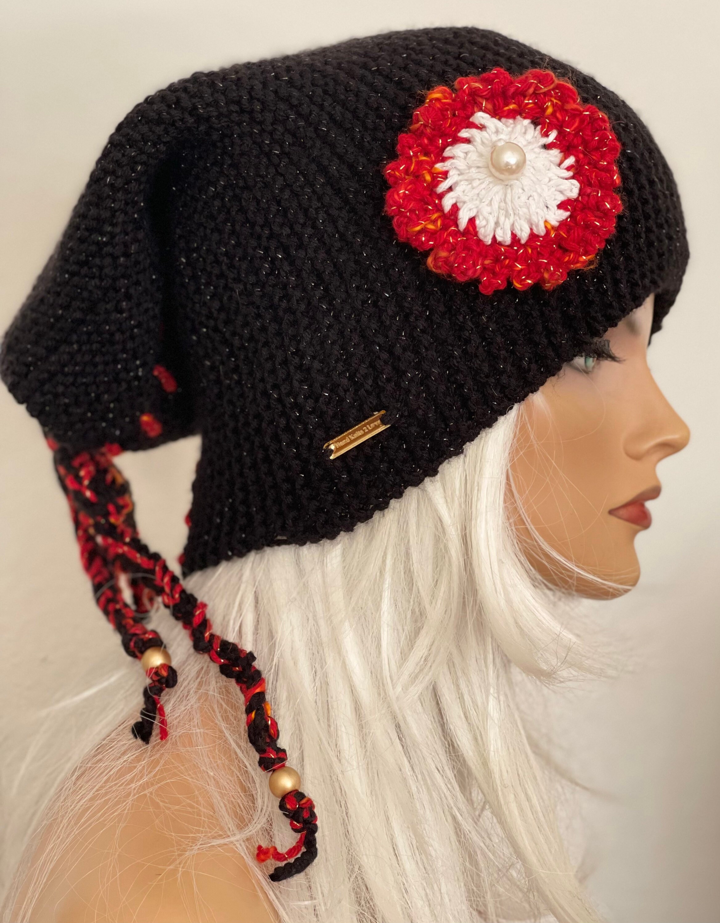 Hand Knits 2 Love Slouch Beanie Cap Hat Designer Original  display picture 2