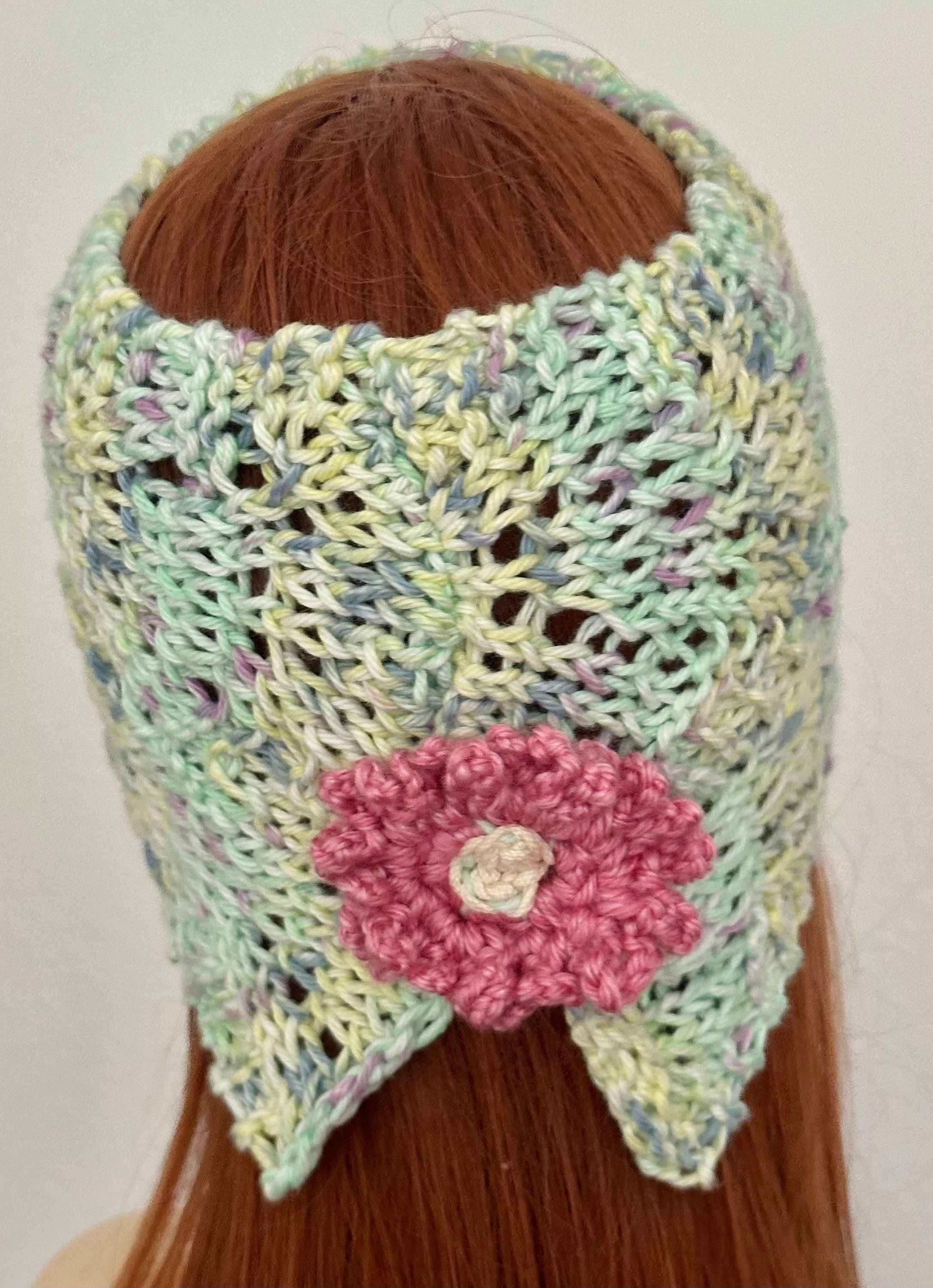 Hand Knits 2 Love Headband Bandana Headwrap Lace Flower Designer Four Seasons Hand Knits 2 Love Headband Bandana Headwrap Flowers Lacey  main image 4