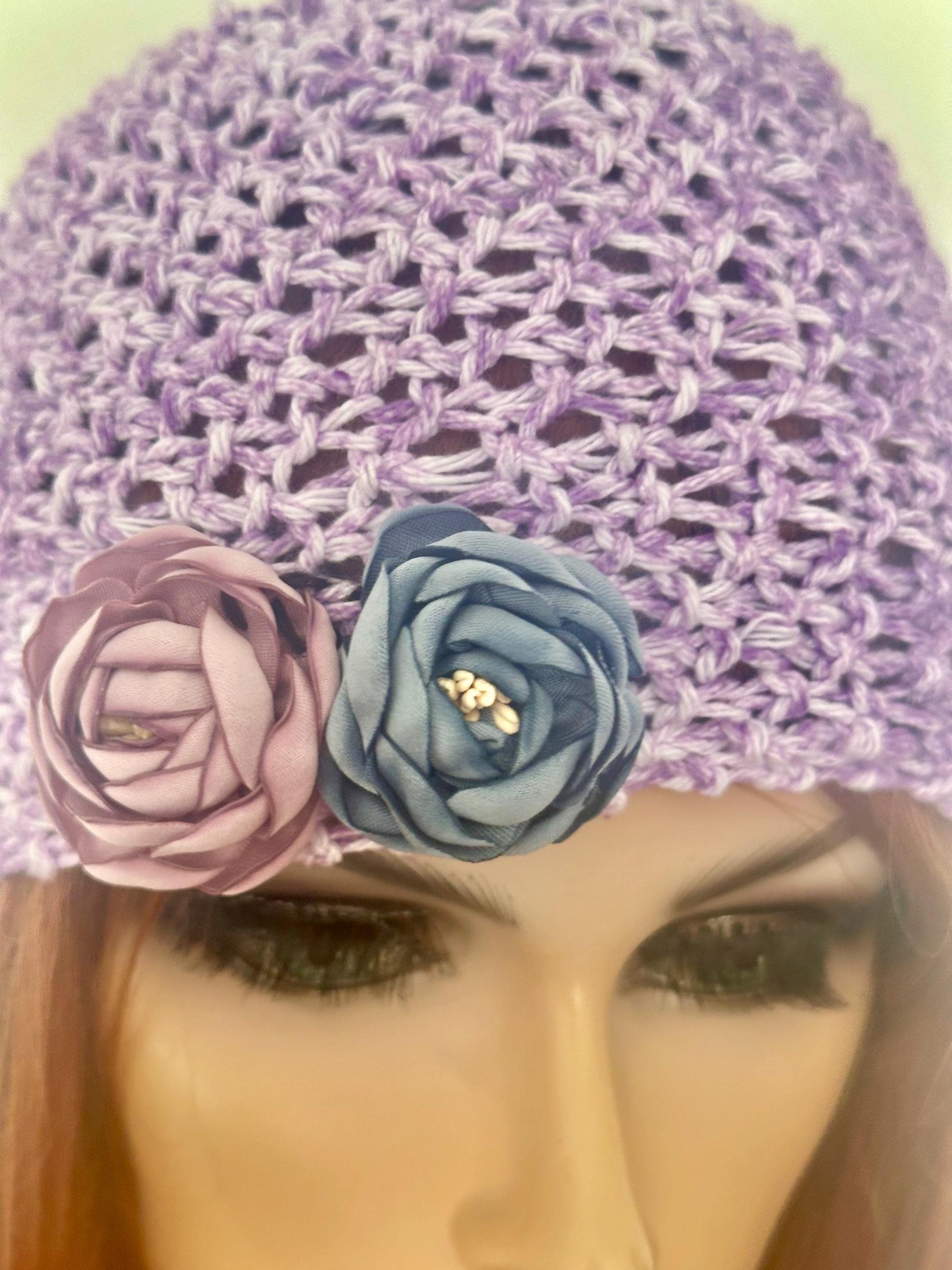 Hand Knits 2 Love Headband Bandana Turban Headwrap Cap Flower Pearl Designer Hip Hand Knits 2 Love Headband Bandana Headwrap Turban Open Cap  main image 2