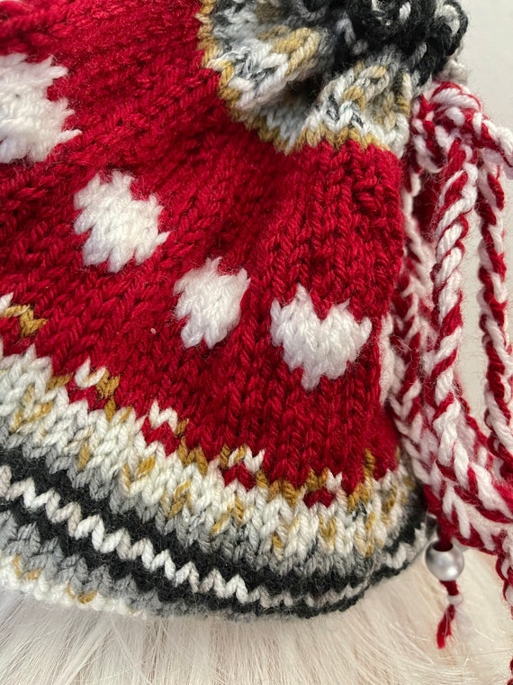 Hand Knits 2 Love Slouch Neck-warmer Beanie Cap Hearts Fair-isle Beads Designer Hand Knits 2 Love Beanie Slouch Cowl Neckwarmer Hearts Fair  main image 3