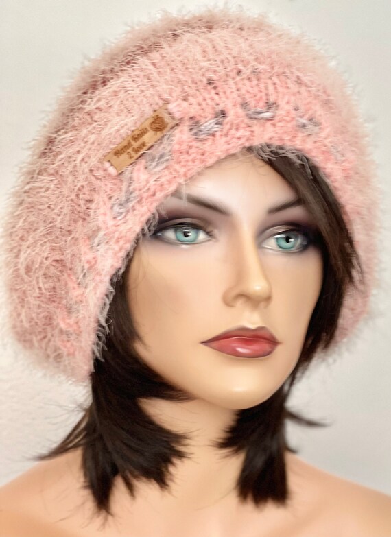 Hand Knits 2 Love Slouch Hat Cap Beanie Adjustable Fit Designer Mohair Look Chic Hand Knits 2 Love Slouch Beanie Hat Cap Adjustable Fit  main image 4