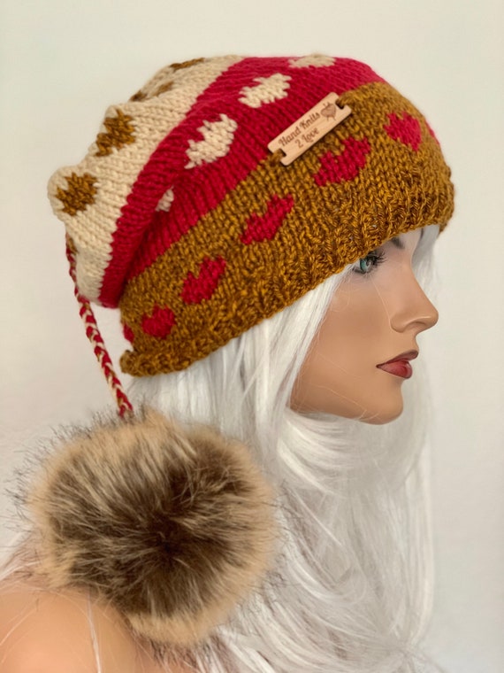 Hand Knits 2 Love Slouch Beanie Hat Cap Designer Fashion  display picture 2
