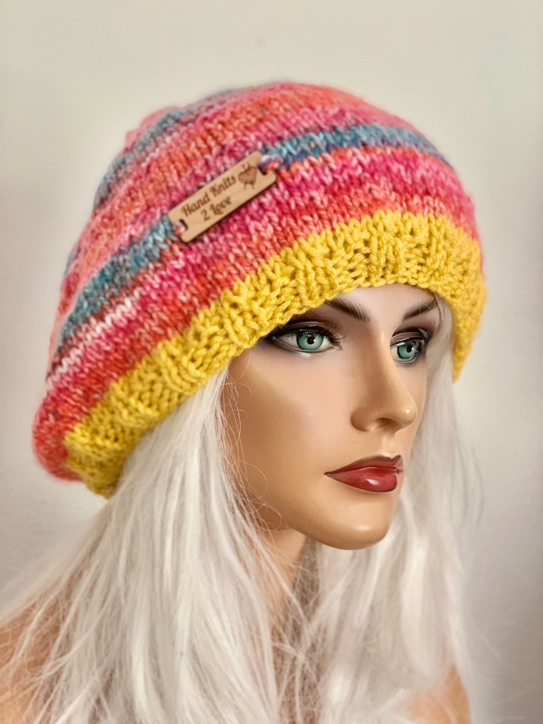 Hand Knits 2 Love Slouch Beanie Hat Cap Designer Fashion  display picture 2