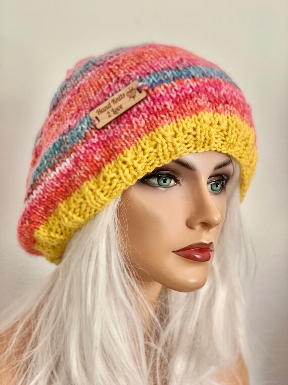 Hand Knits 2 Love Slouch Beanie Hat Cap Designer Fashion  display picture 1