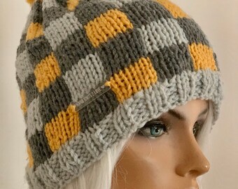 Hand Knits 2 Love Beanie Hat Cap Plaid Faux Fur Pom Pom Designer Winter Cozy Hand Knits 2 Love Hat Beanie Cap Plaid Faux Fur Pom Pom  main image 4