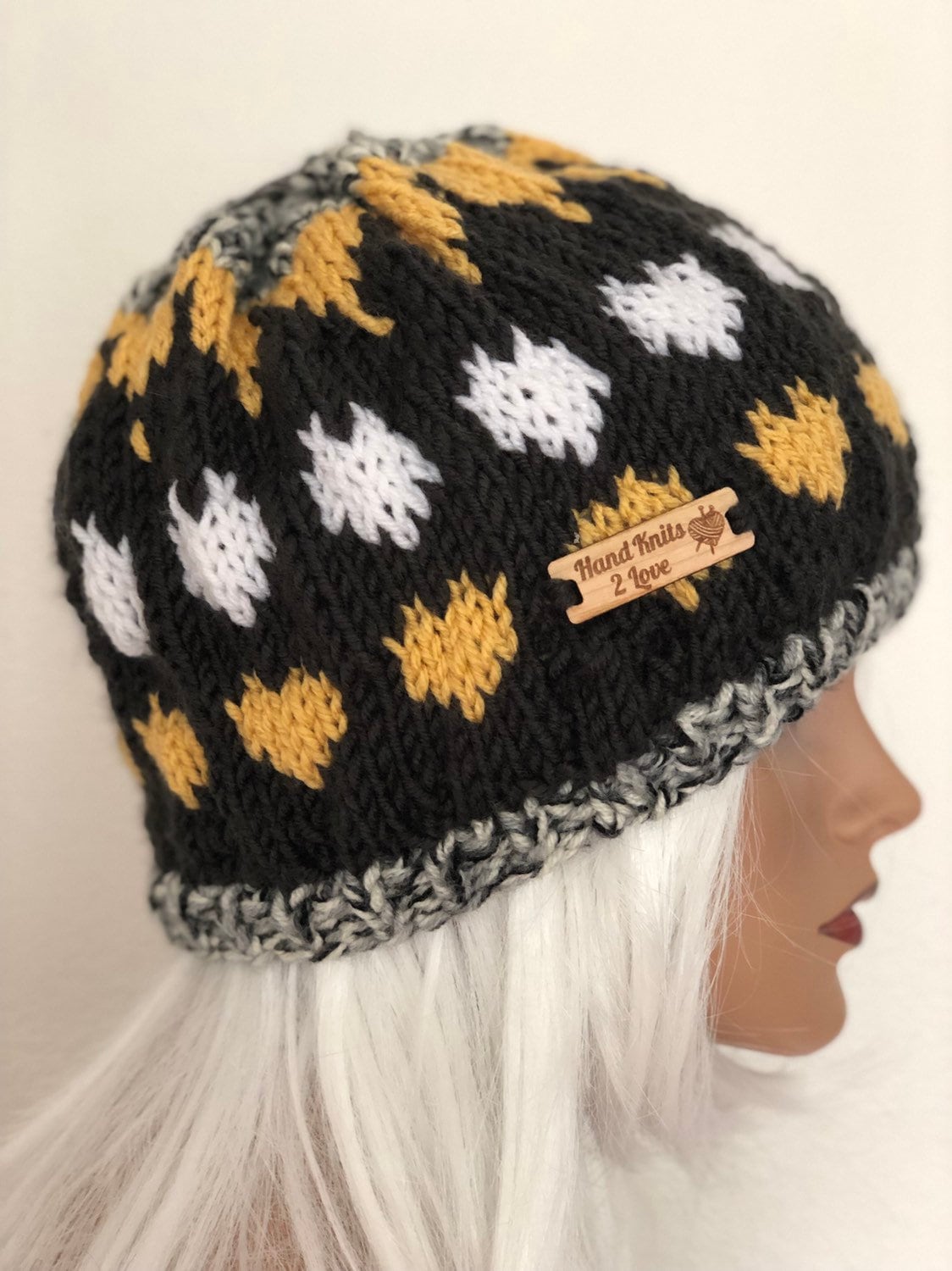 Hand Knits 2 Love Hat Beanie Cap Designer Fashion Hearts 