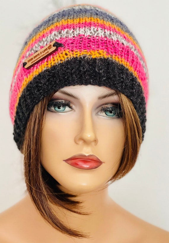 Hand Knits 2 Love Beanie Hat Cap Slouch Designer Bucket Hat Winter Hats Designer Hand Knits Love Slouch  main image 4