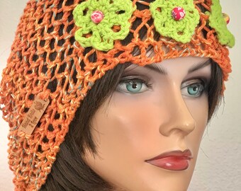 Hand Knits 2 Love Cotton Bandana Scarf Headband Flowers Beads Designer Lace Boho Hand Knits 2 Love Cotton Bandana Headband Scarf Flower Beads  main image 2