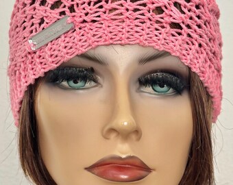 Hand Knits 2 Love Cotton Headband  Bandana Turban Pink Flower Designer Hip Trend Hand Knits 2 Love Cotton Bandana Headband Cap Scarf Floral  main image 4
