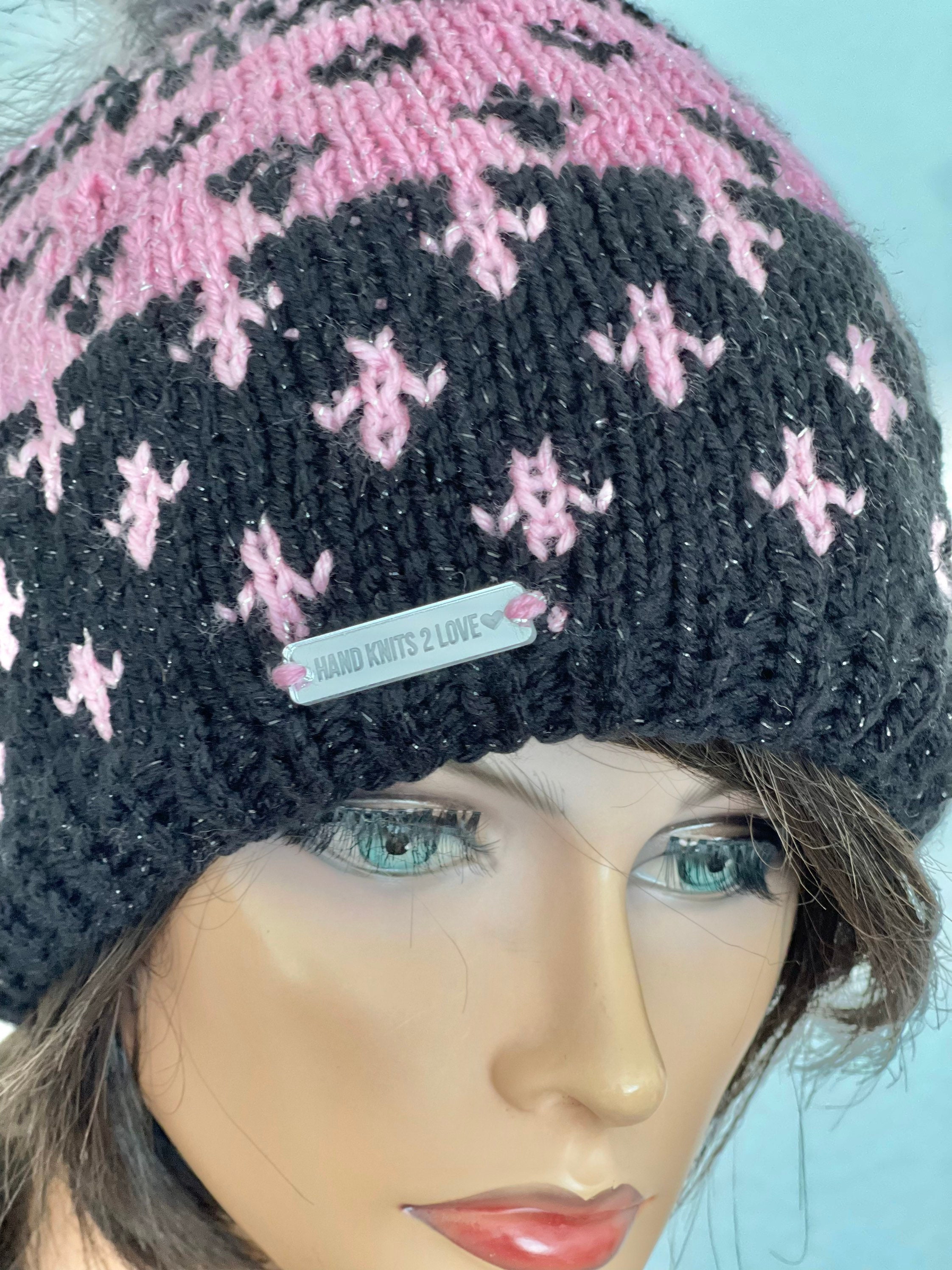 Hand Knits 2 Love Slouch Beanie Hat Tam Ombré Bow Shaggy Designer Purple Blue Hand Knits 2 Love Slouch Beanie Hat Cap Tam Rustic Ombre  main image 3