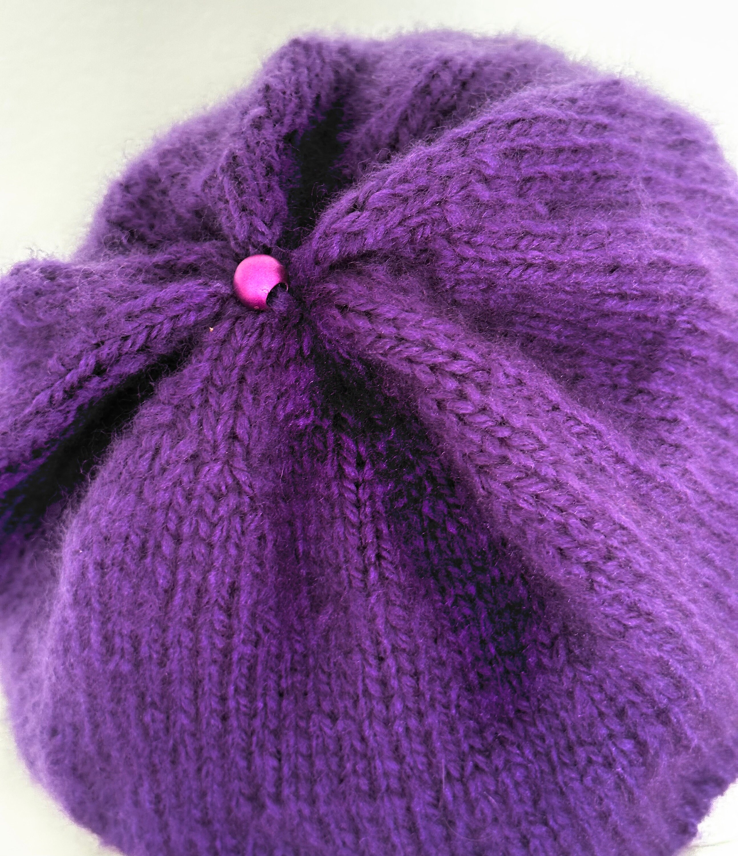 Hand Knits 2 Love Slouch Beanie Hat Cap Adjustable Fit Decorative Beads Purple Hand Knits 2 Love Slouch Hat Beanie Cap Adjustable Fit  main image 3