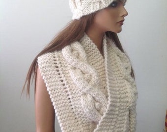Hand Knits 2 Love Hat Shawl Scarf Set Designer Fashion Hip  display picture 1